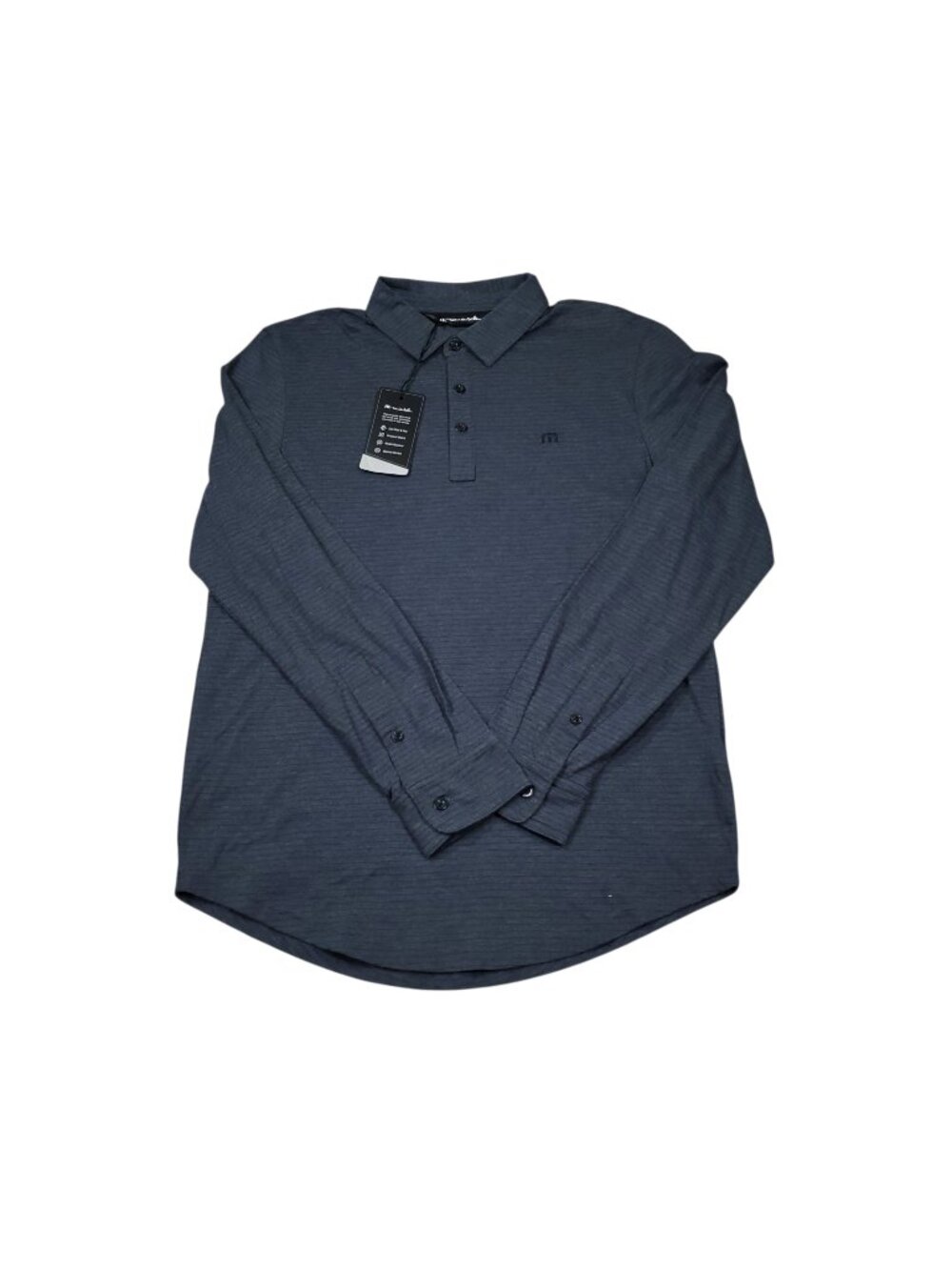 Travis Mathew Kickoff Men's Long Sleeve Golf Polo Shirt Heather Black Size Small